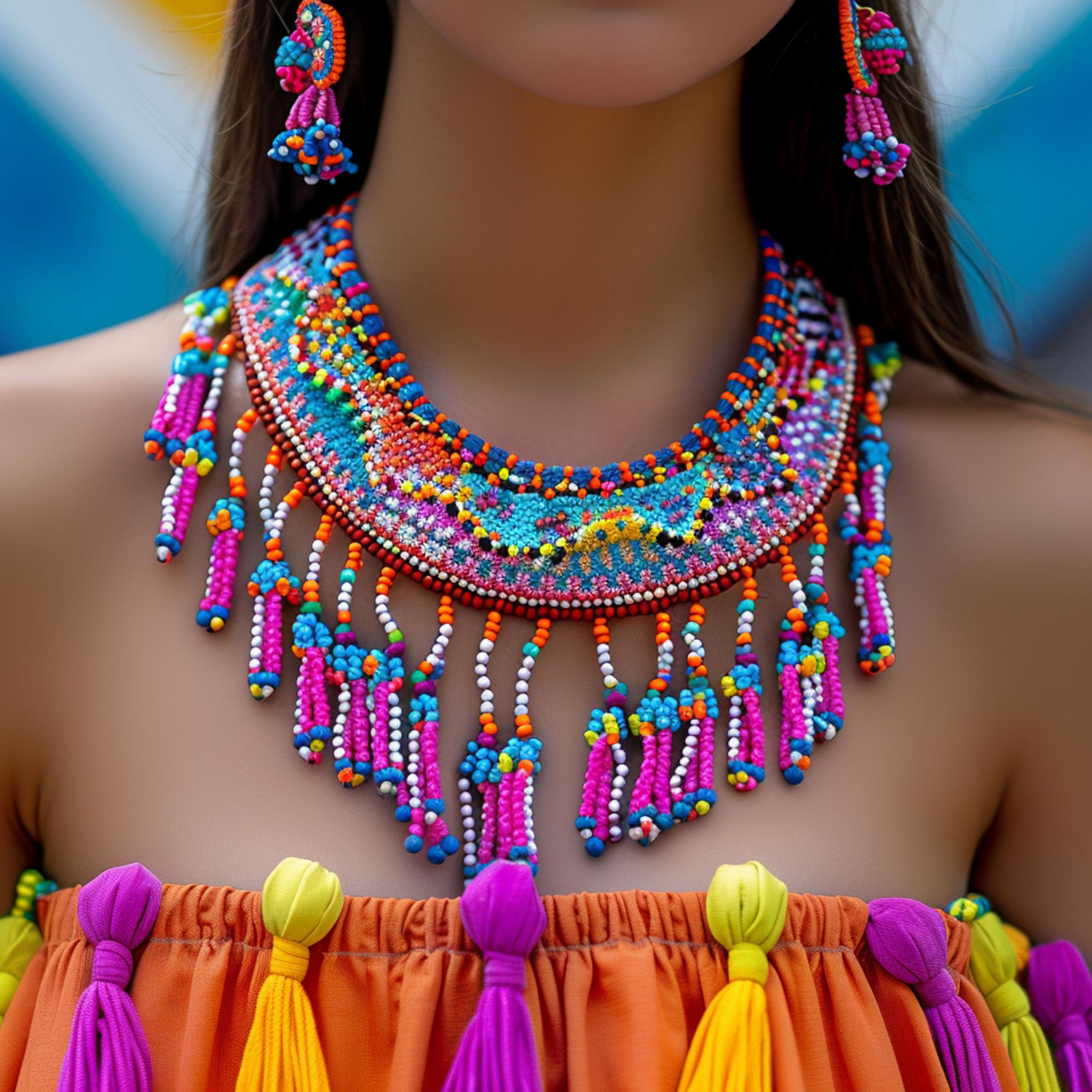 Collar artesanal de cuentas coloridas